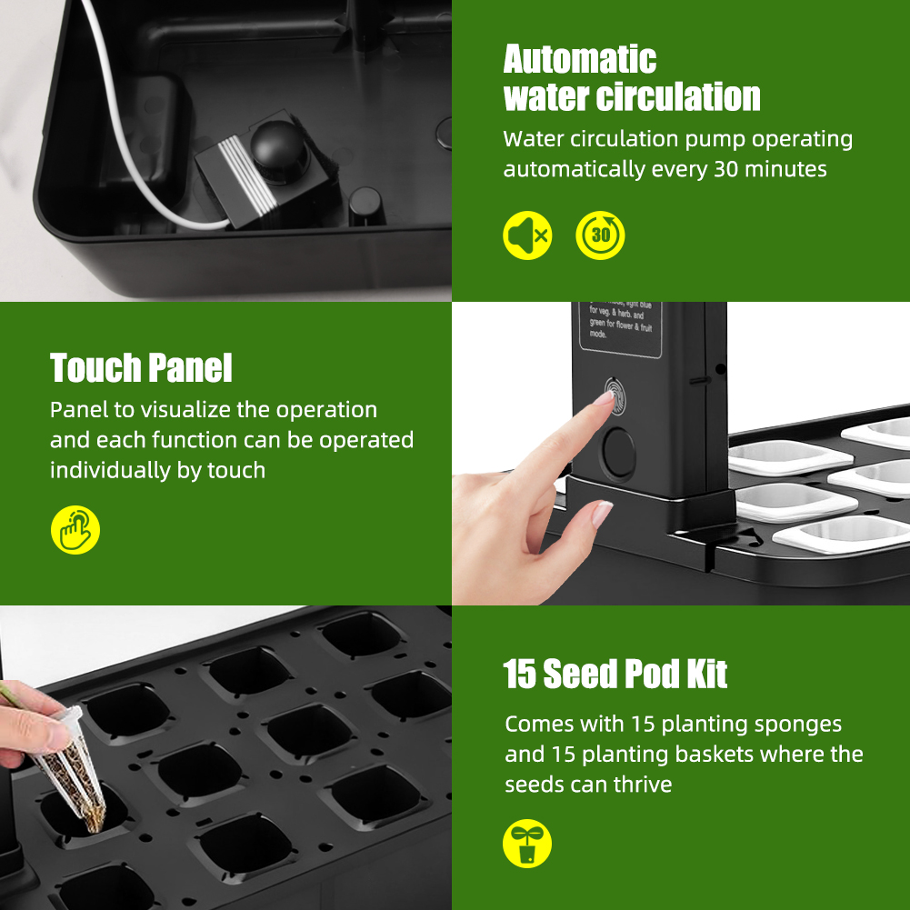 Smart Pod Garden - 【Hot】15-Pods Kit Kebun Hidroponik Dalam Ruangan