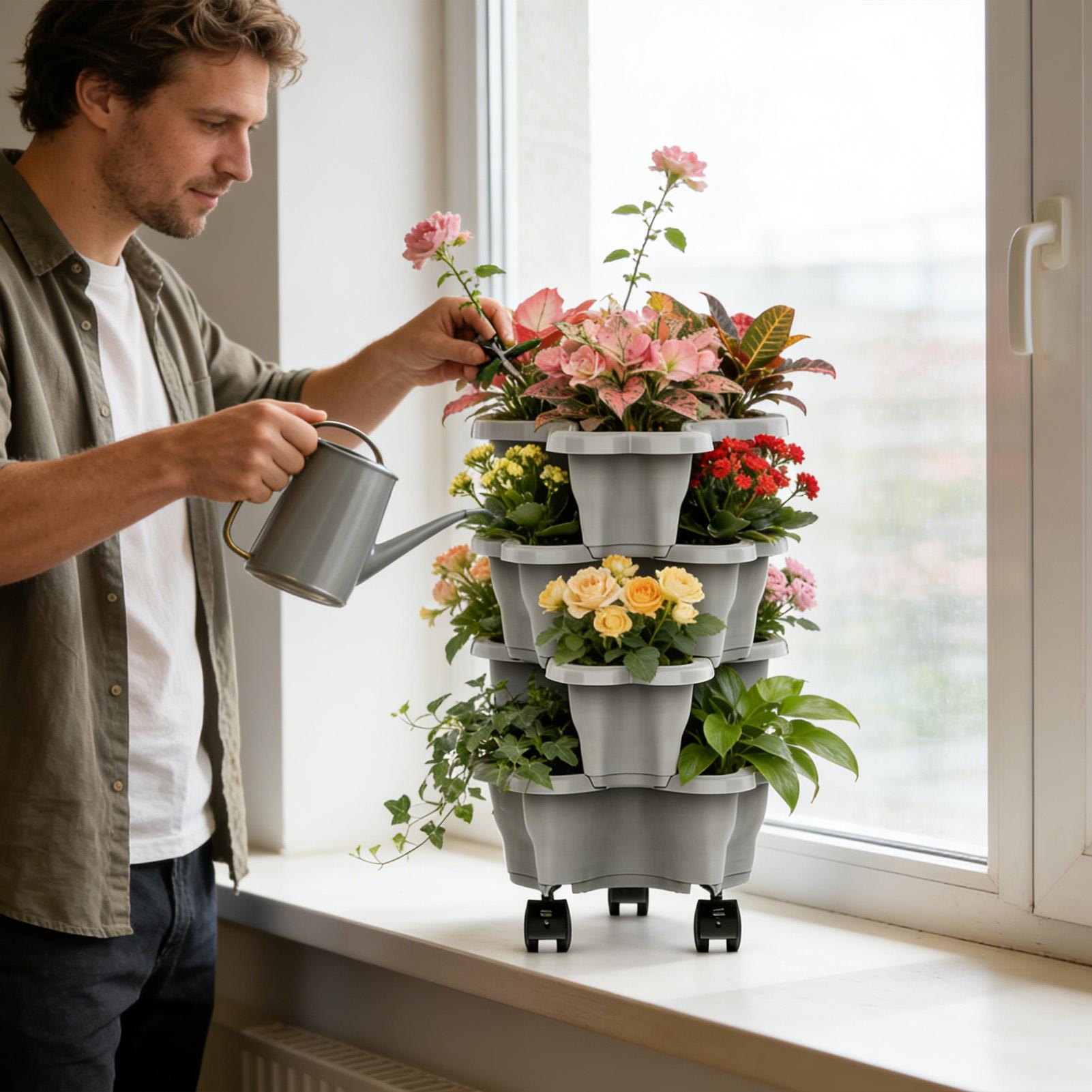 Pot Bunga Plastik Multi-layer  - Vertical Planter Tower ulasan dan harga