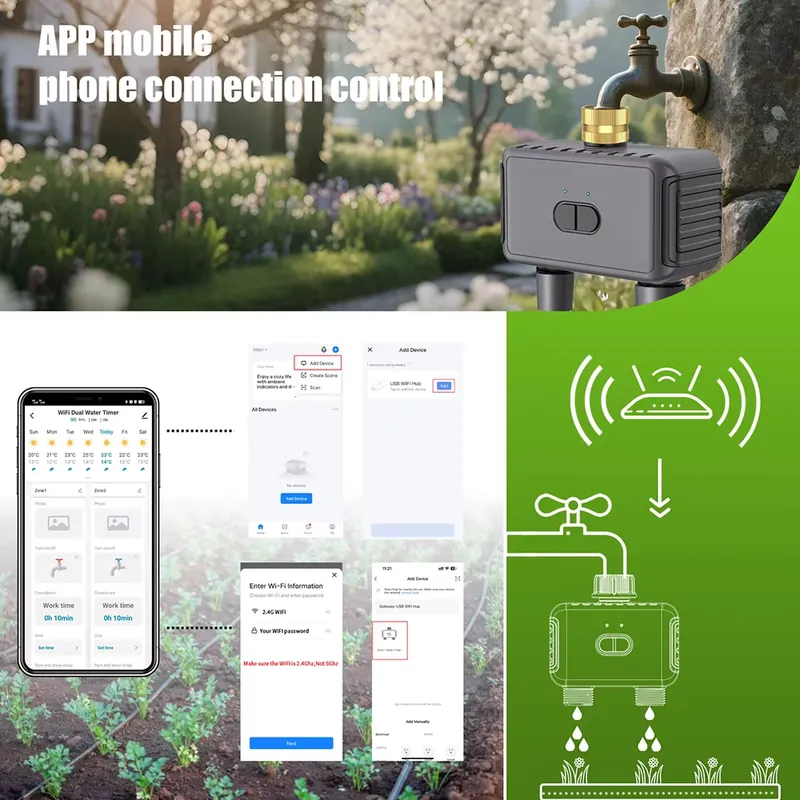 WAP01 WiFi APP Control Dual Ho - Smart Garden Water ulasan dan harga