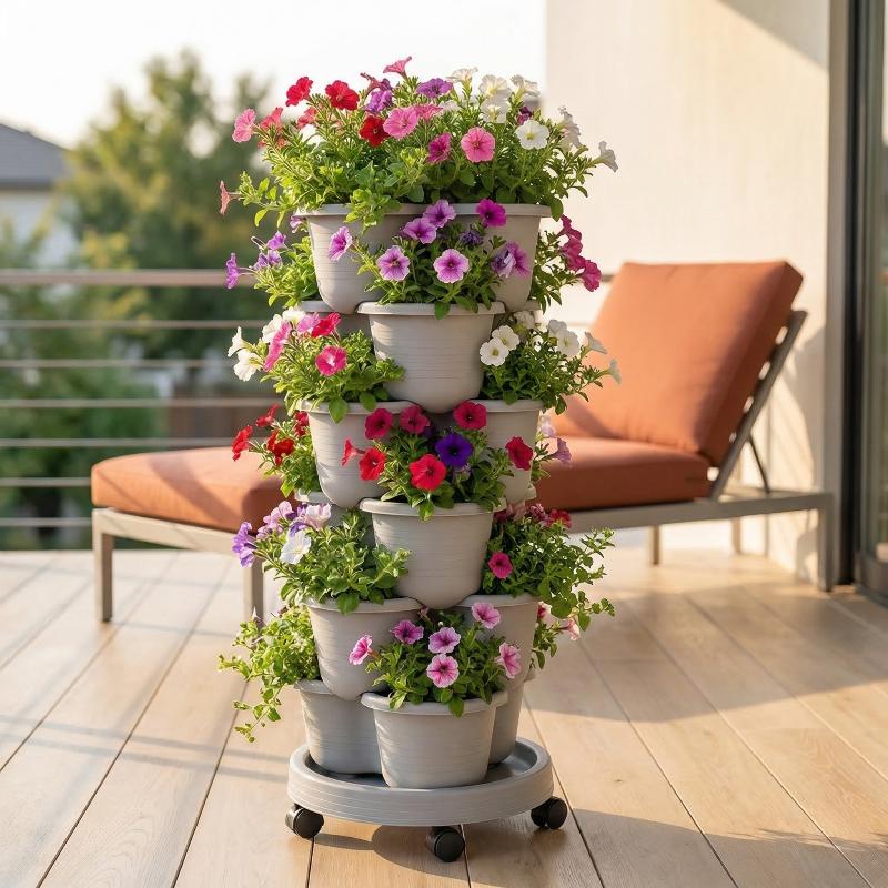Pot Bunga Plastik Bertumpuk Ve - Vertical Planter Tower ulasan dan harga
